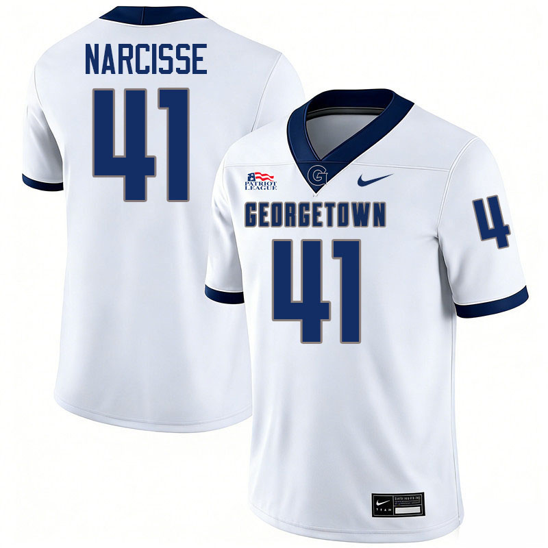Georgetown Hoyas #41 Damon Narcisse College Football Jerseys,Uniforms-White